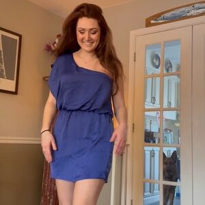Blue One-Shoulder Women's Dress